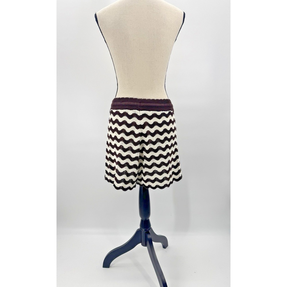 ME+EM Stripe Scallop Knit Shorts Cotton Crochet Small Drawstring Beach Boho Fest - Picture 5 of 12